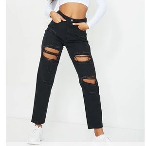 High Waisted Washed Black Mom Jeans Size 6